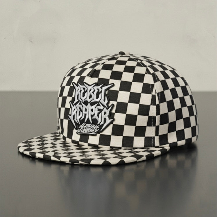 Man with tattoos and piercings wearing Rebel Reaper Hats clothing brand hat in collection