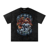 Y2K Engine Eagle - Snow Washed Oversized Cotton T-Shirt