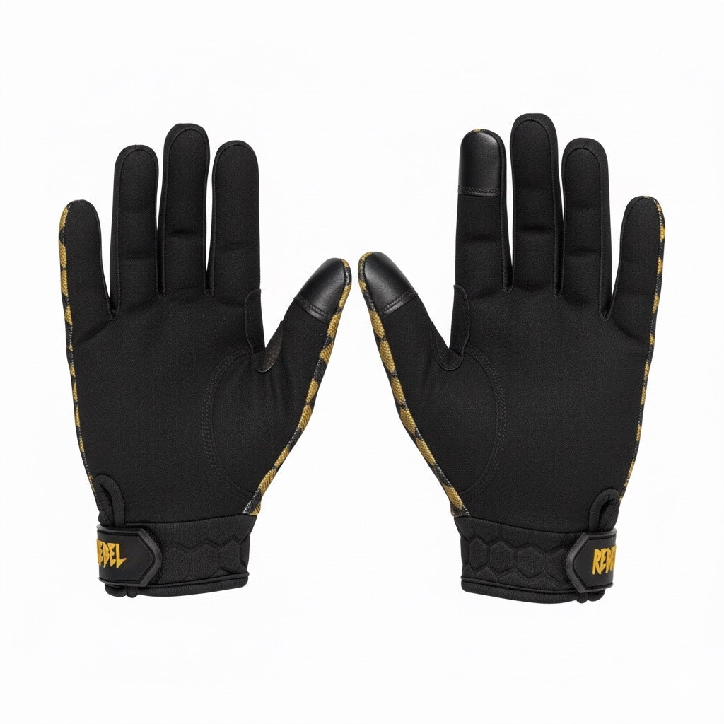 Gold Checkered Moto Gloves