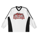 In Flames - Color-Block V-Neck Long-Sleeve Shirt