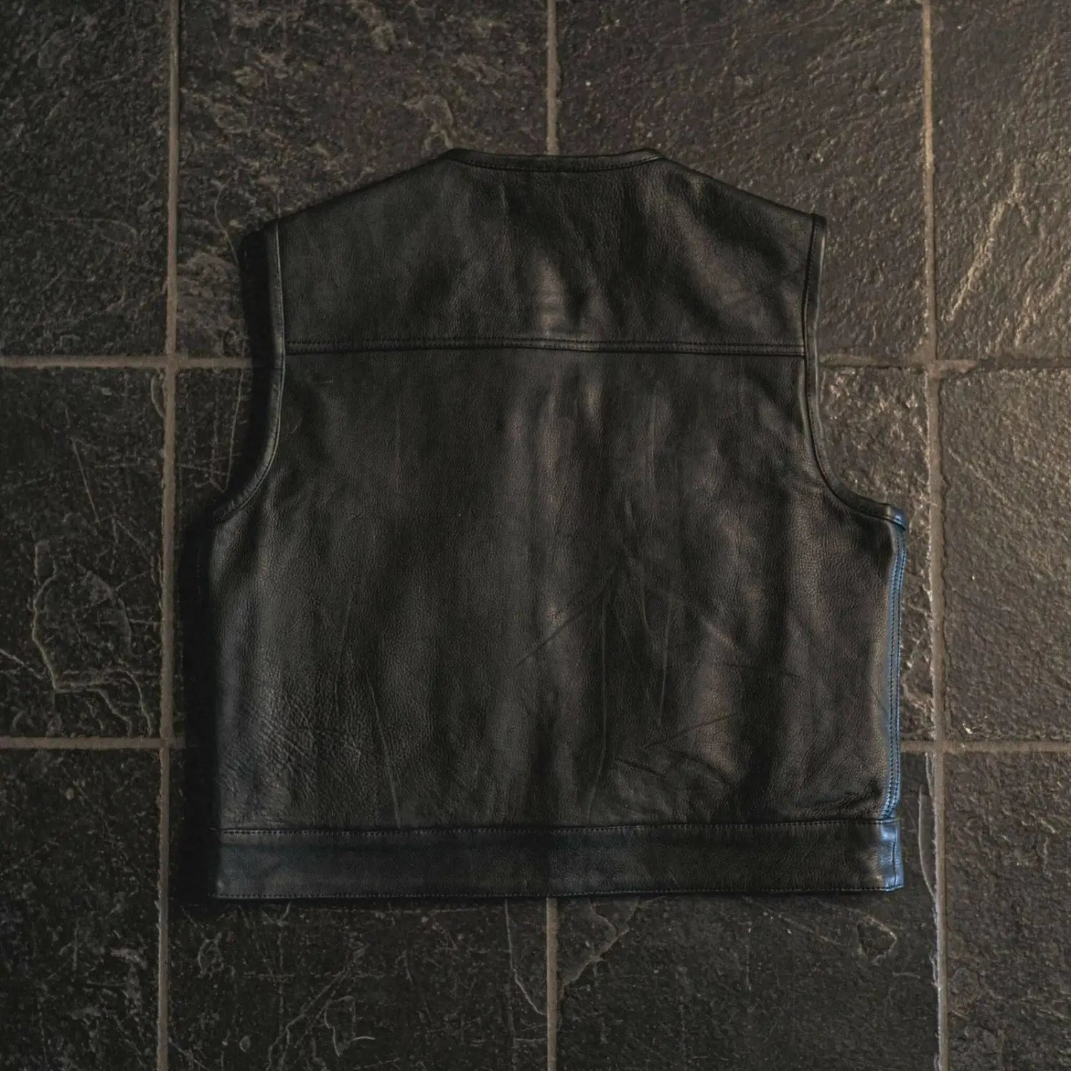 Muerte Black Leather Short Torso Vest - Rebel Reaper Clothing Company