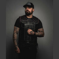 Thumbnail for Patriot Black Leather Mens Vest